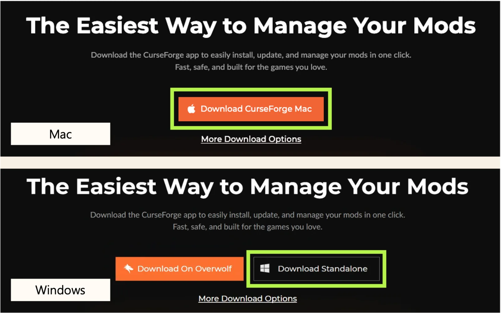 Choose the CurseForge installer for your operating system